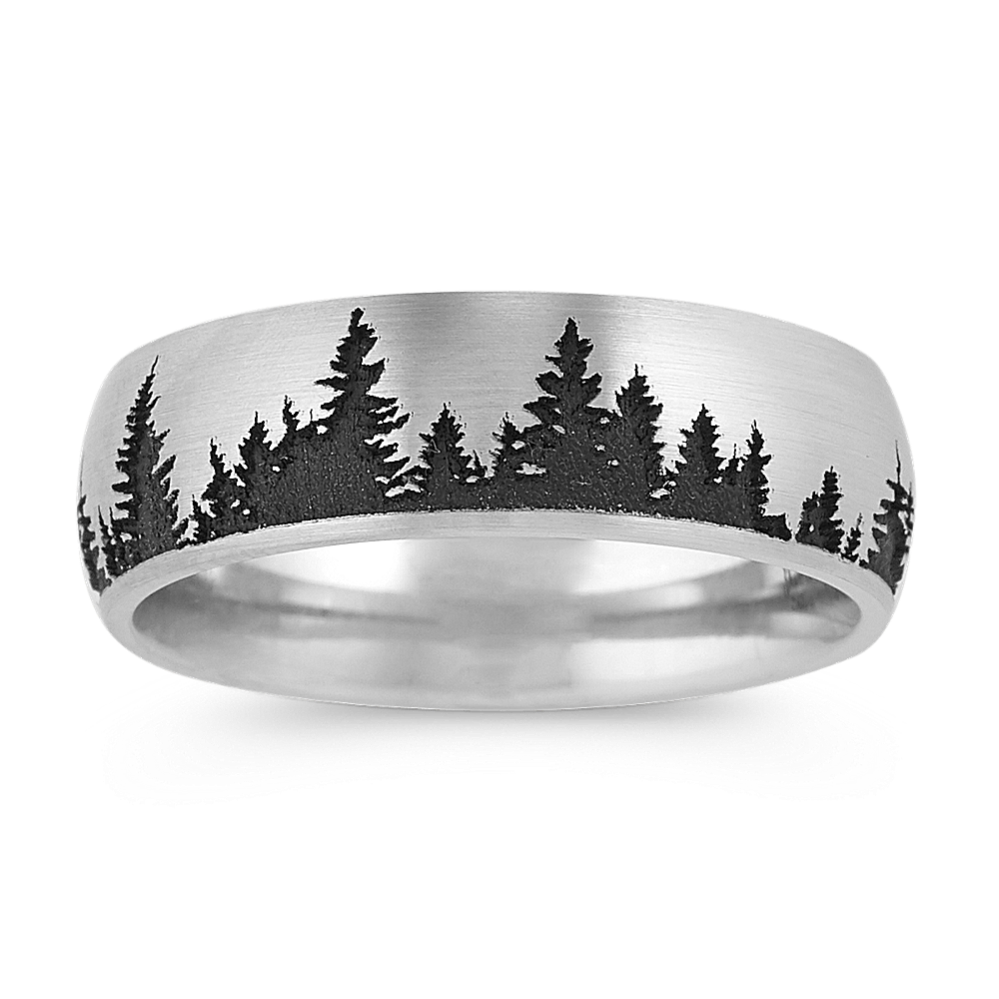 Engraved Forest Mens Band (7mm)