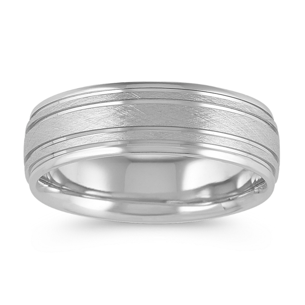 Engraved Mens Wedding Band in 14k White Gold (7mm)