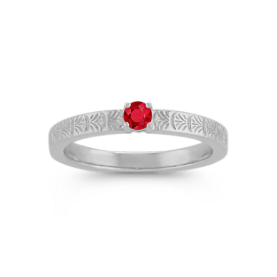 Engraved Pick-Your-Gem Ring in 14K White Gold