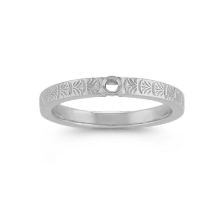Engraved Pick-Your-Gemstone Ring in 14K White Gold