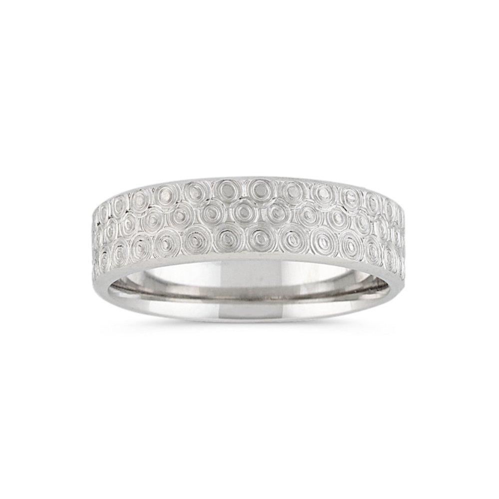 Engraved Wedding Mens Band in 14K White Gold (6mm)