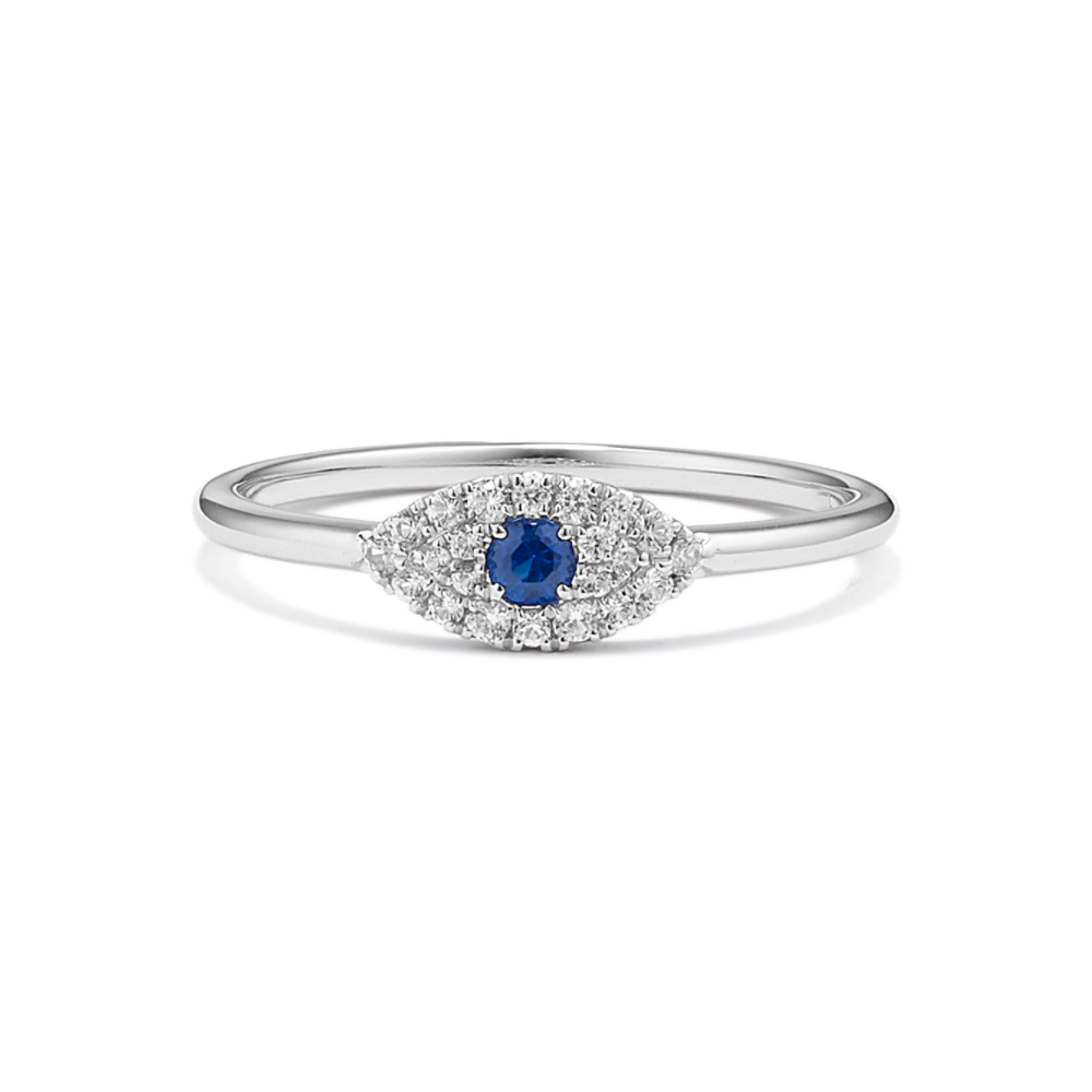 Evil Eye Blue and White Natural Sapphire Ring