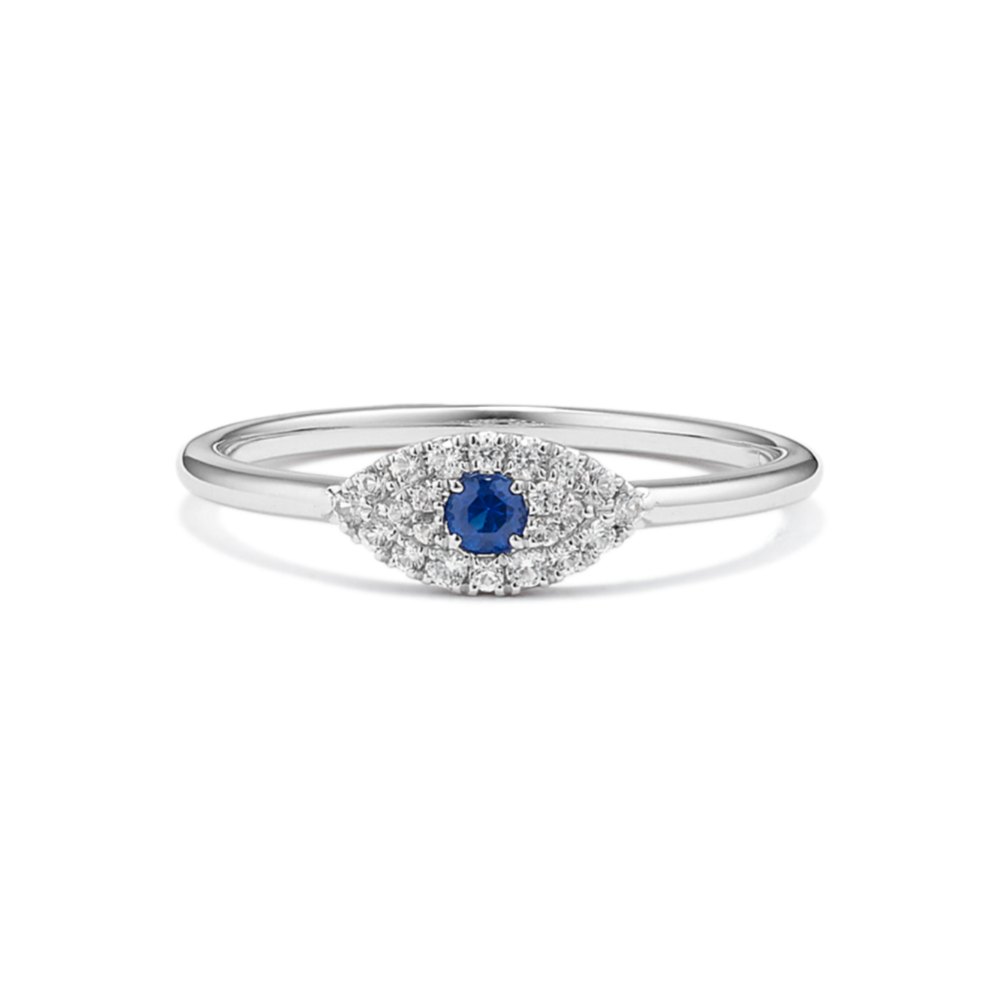 Evil Eye Blue & White Sapphire Ring