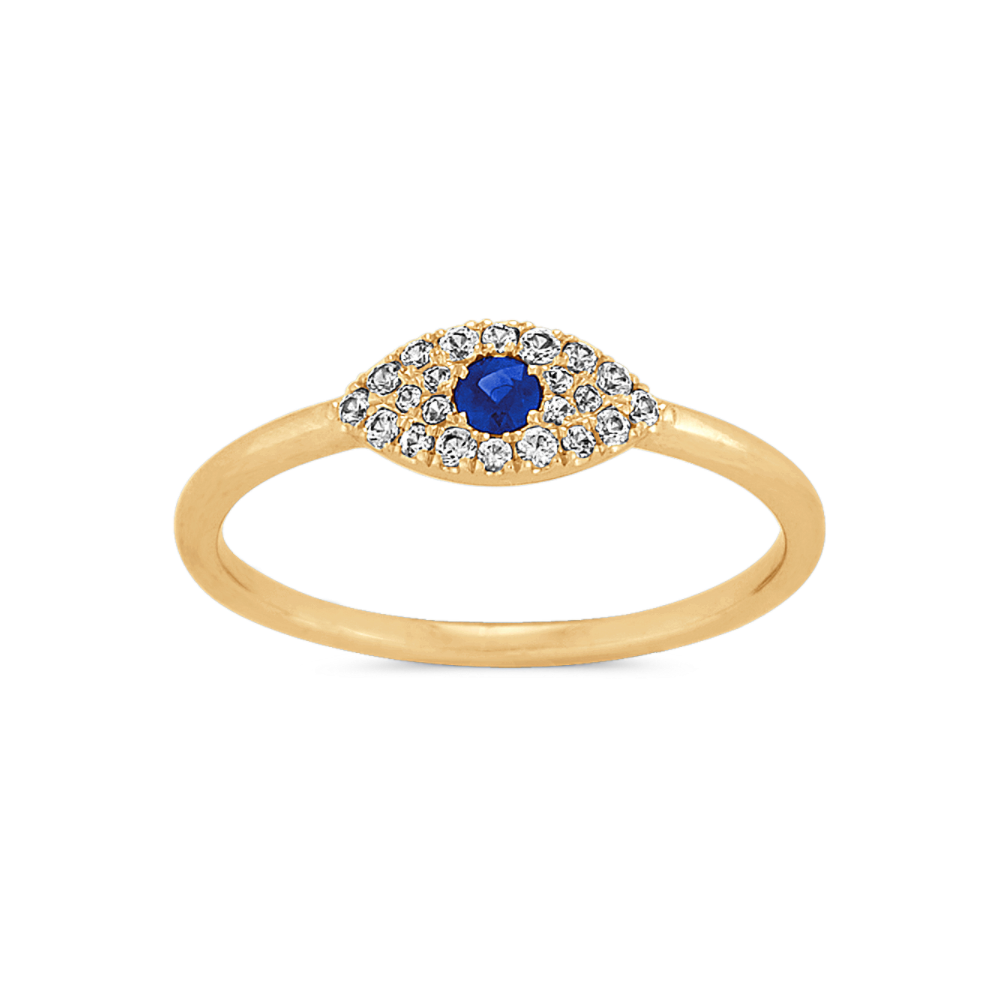 Evil Eye Blue and White Natural Sapphire Ring