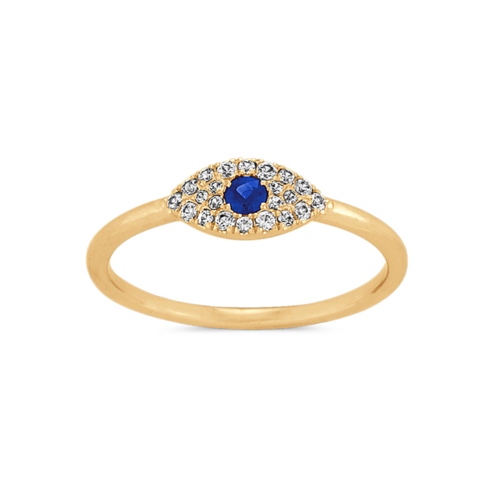 Evil Eye Blue & White Sapphire Ring