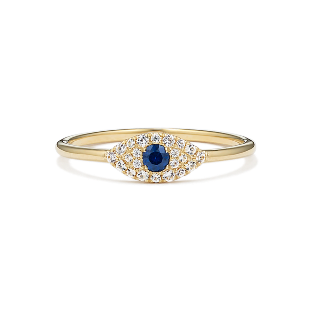 Evil Eye Blue & White Sapphire Ring