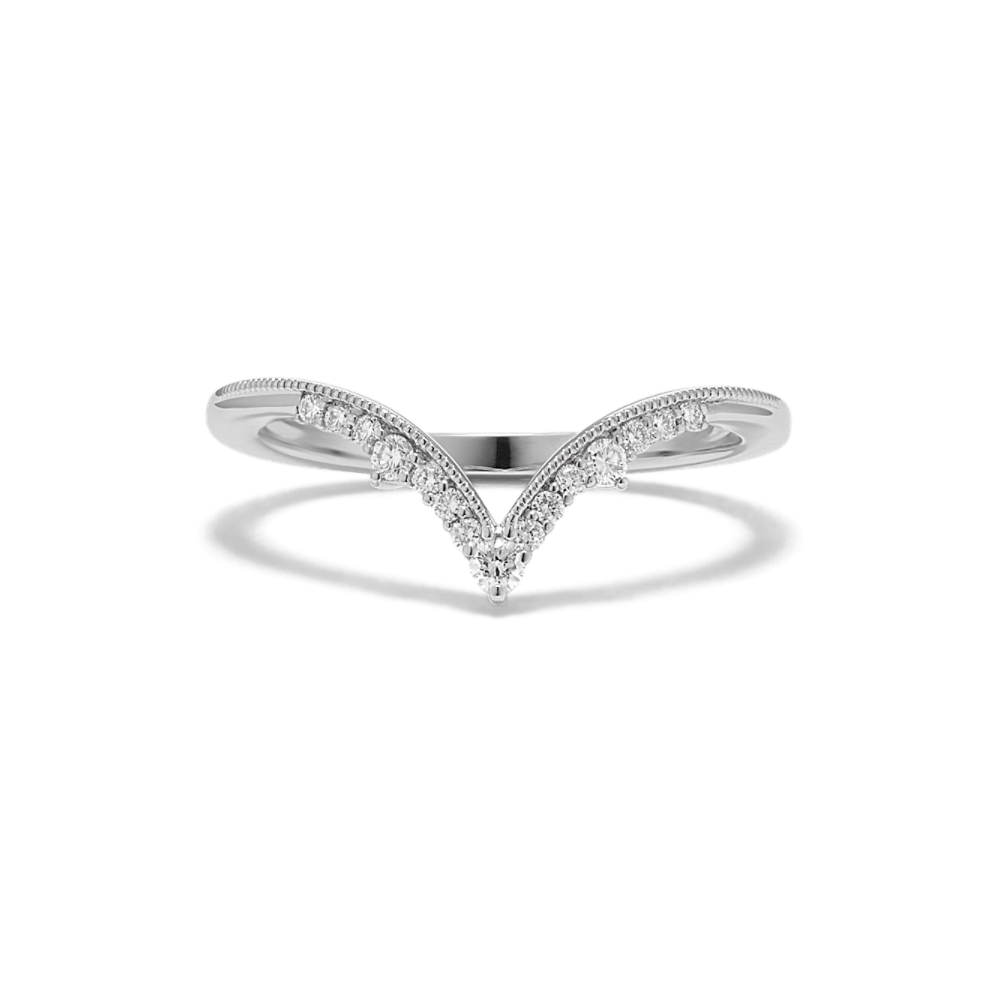 Feather Natural Diamond Contour Wedding Band in 14K White Gold