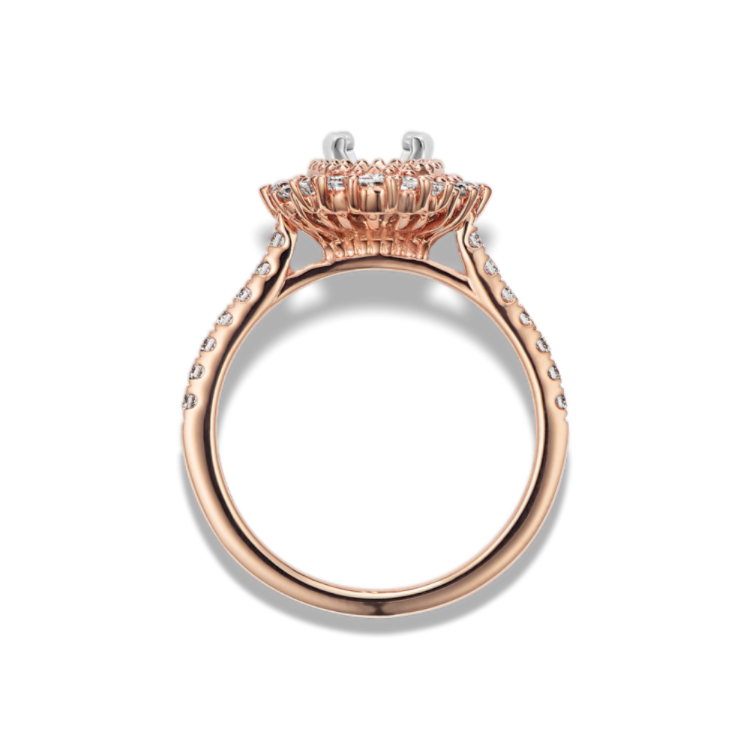7.02 mm Natural Aquamarine Engagement Ring in Rose Gold