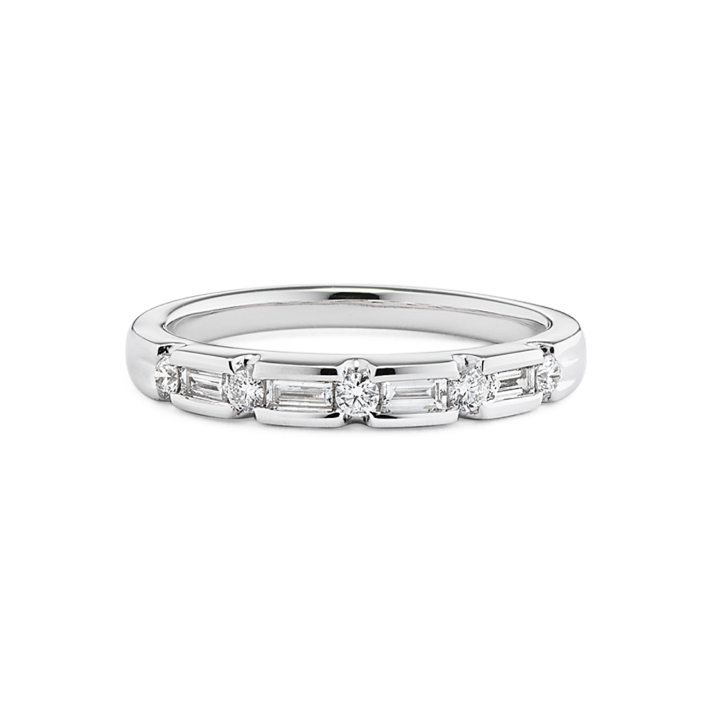 Finesse Round and Baguette Natural Diamond Wedding Band