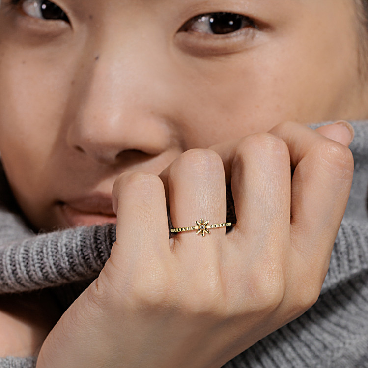 14K Gold Stackable Cross Ring