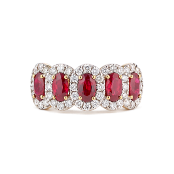 Overture Five-Stone Ruby & Diamond Ring