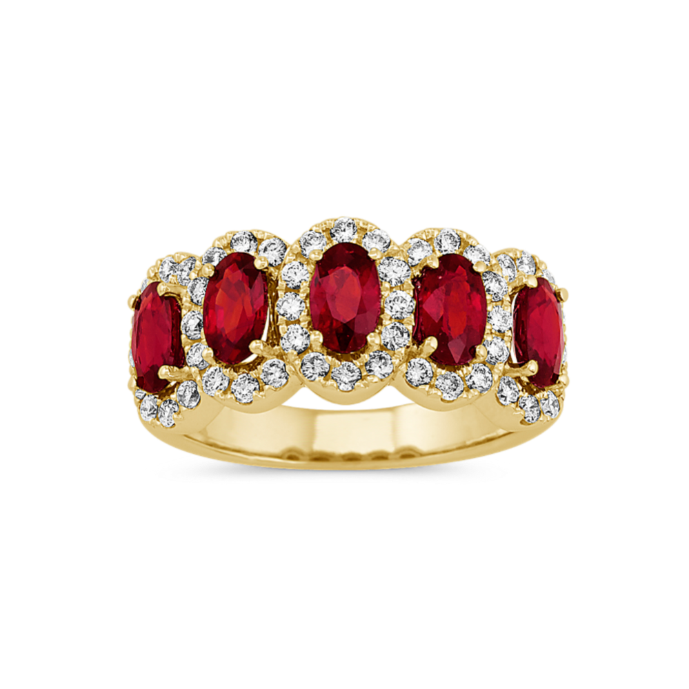 Overture Five-Stone Ruby & Diamond Ring