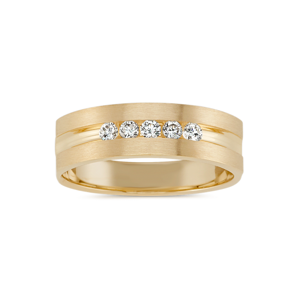 Clarence Five-Stone Natural Diamond Ring in 14K Yellow Gold