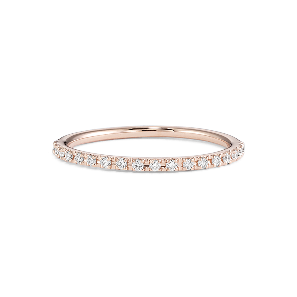 Flair Natural Diamond Wedding Band in Rose Gold with Pave Setting