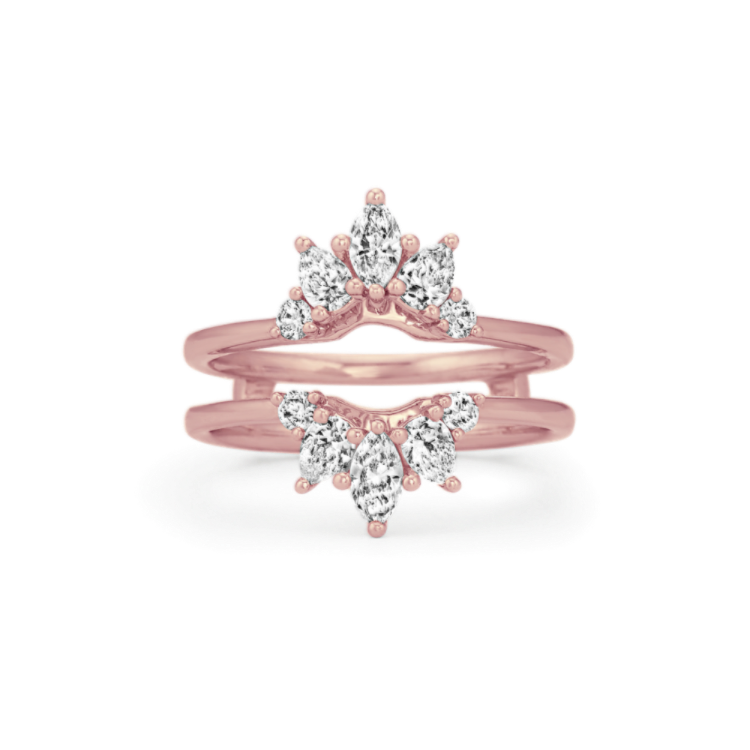 Floral Natural Diamond Ring Guard in 14k Rose Gold