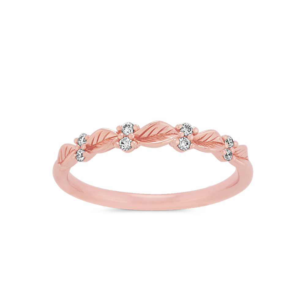 Floral Diamond Wedding Band in 14k Rose Gold Shane Co