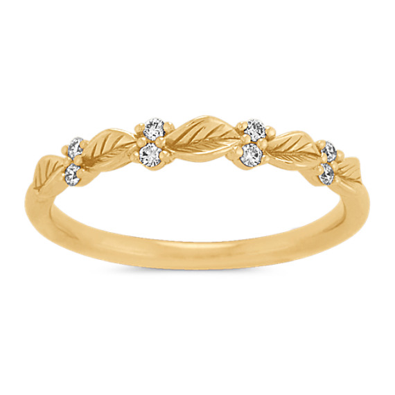 Floral Diamond Wedding Band in 14k Yellow Gold
