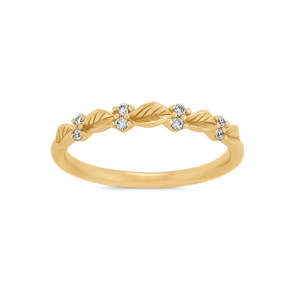 Floral Diamond Wedding Band in 14k Yellow Gold