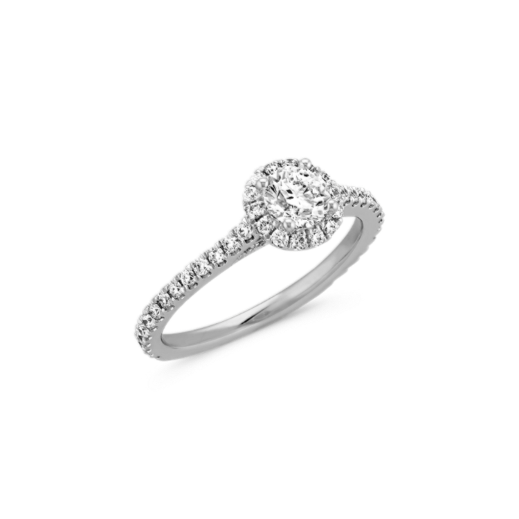 Florence ½ ct. Round Center Natural Diamond Halo Engagement Ring with Pave-Setting