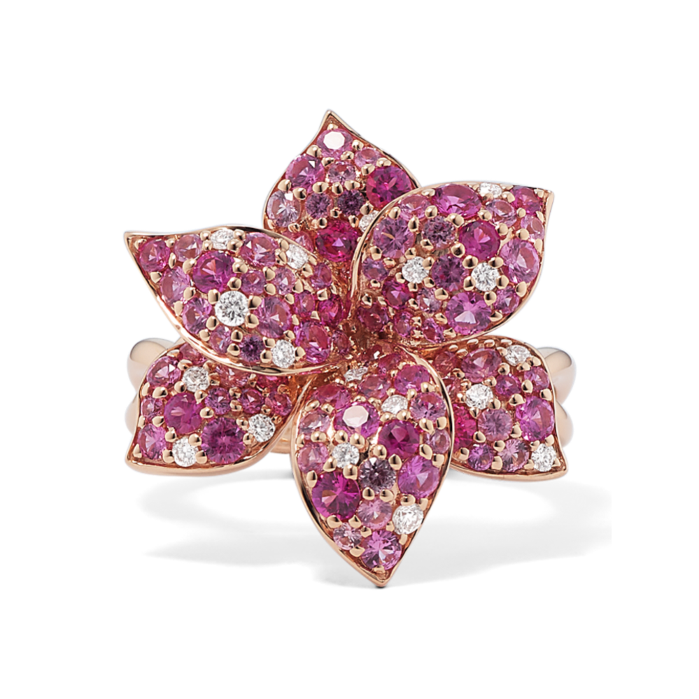 Mosaic Pink Sapphire & Diamond Flower Ring