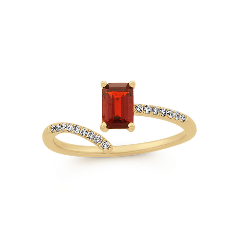Biarritz Garnet and Diamond Ring 14K Yellow Gold