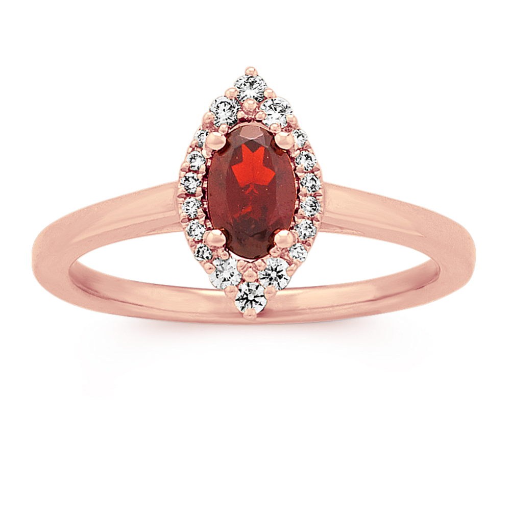 Garnet and Diamond Ring in 14k Rose Gold