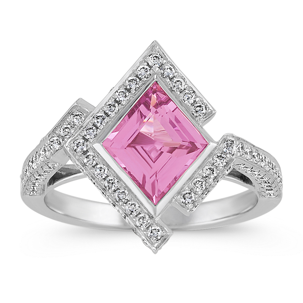 Geometric Lavender Sapphire and Diamond Ring