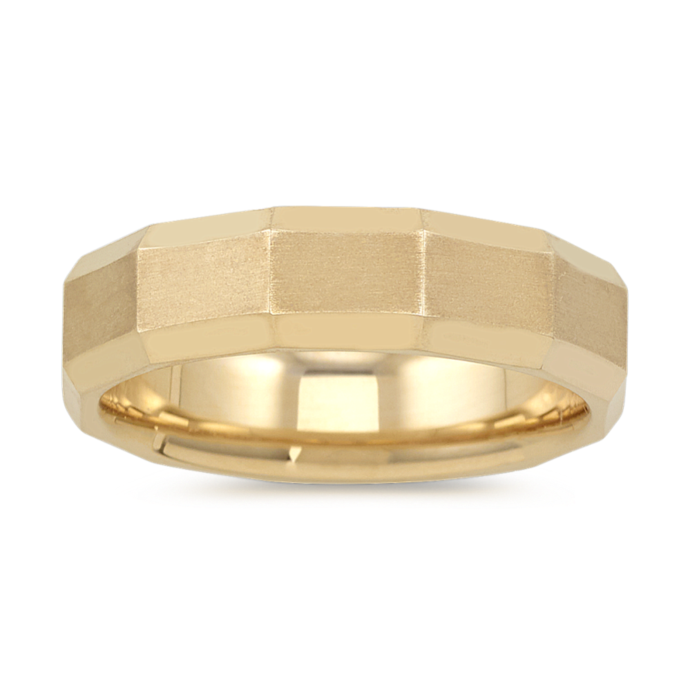 Raya Geometric Mens Wedding Band in 14k Yellow Gold (6mm)