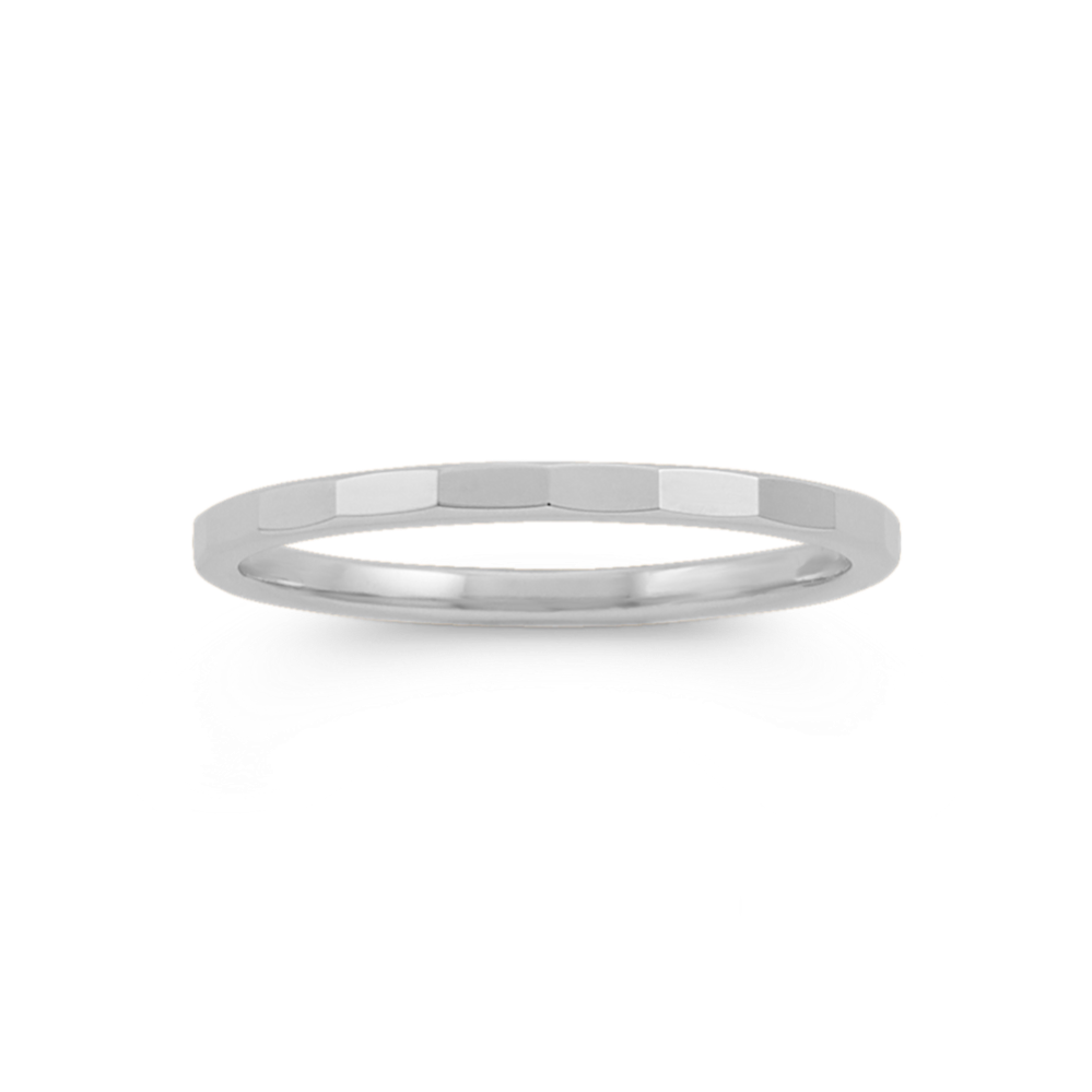 Raya Geometric Wedding Band in 14K White Gold