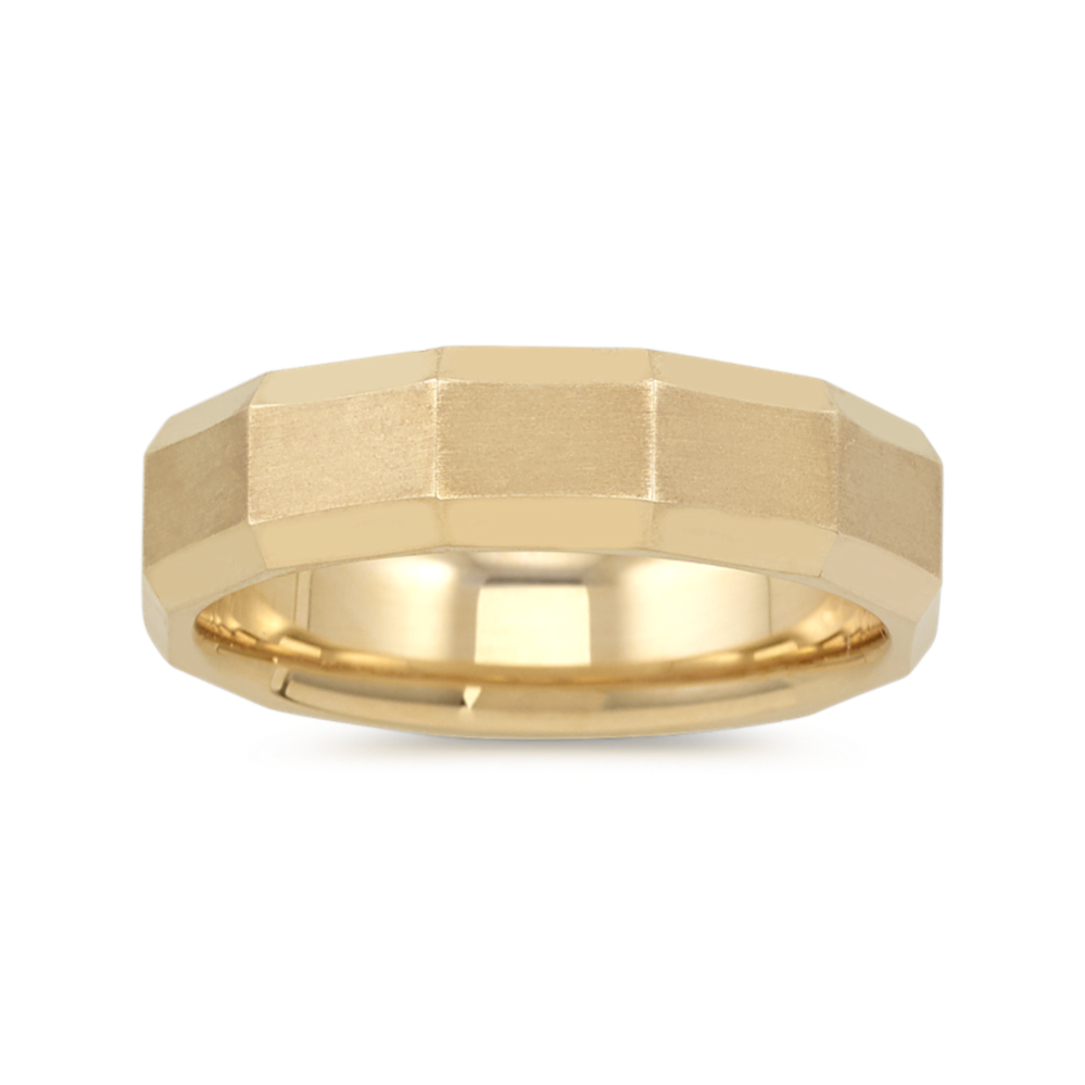 Raya Geometric Wedding Band in 14k Yellow Gold (6mm)