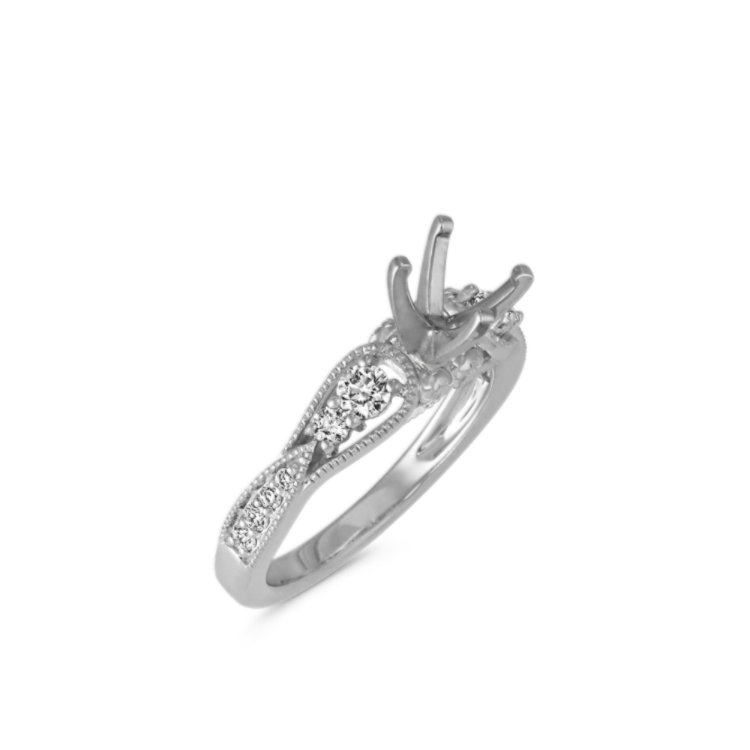Glory Natural Diamond Engagement Ring with Milgrain Detail in Platinum