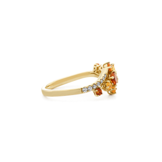 Golden Citrine and Diamonds Cluster Ring in 14k Yellow Gold | Shane Co.