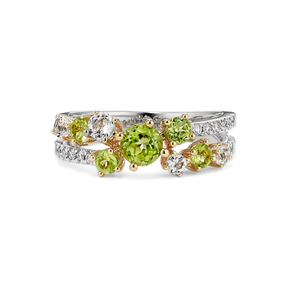 Verdi Green Quartz, Peridot & Diamond Ring