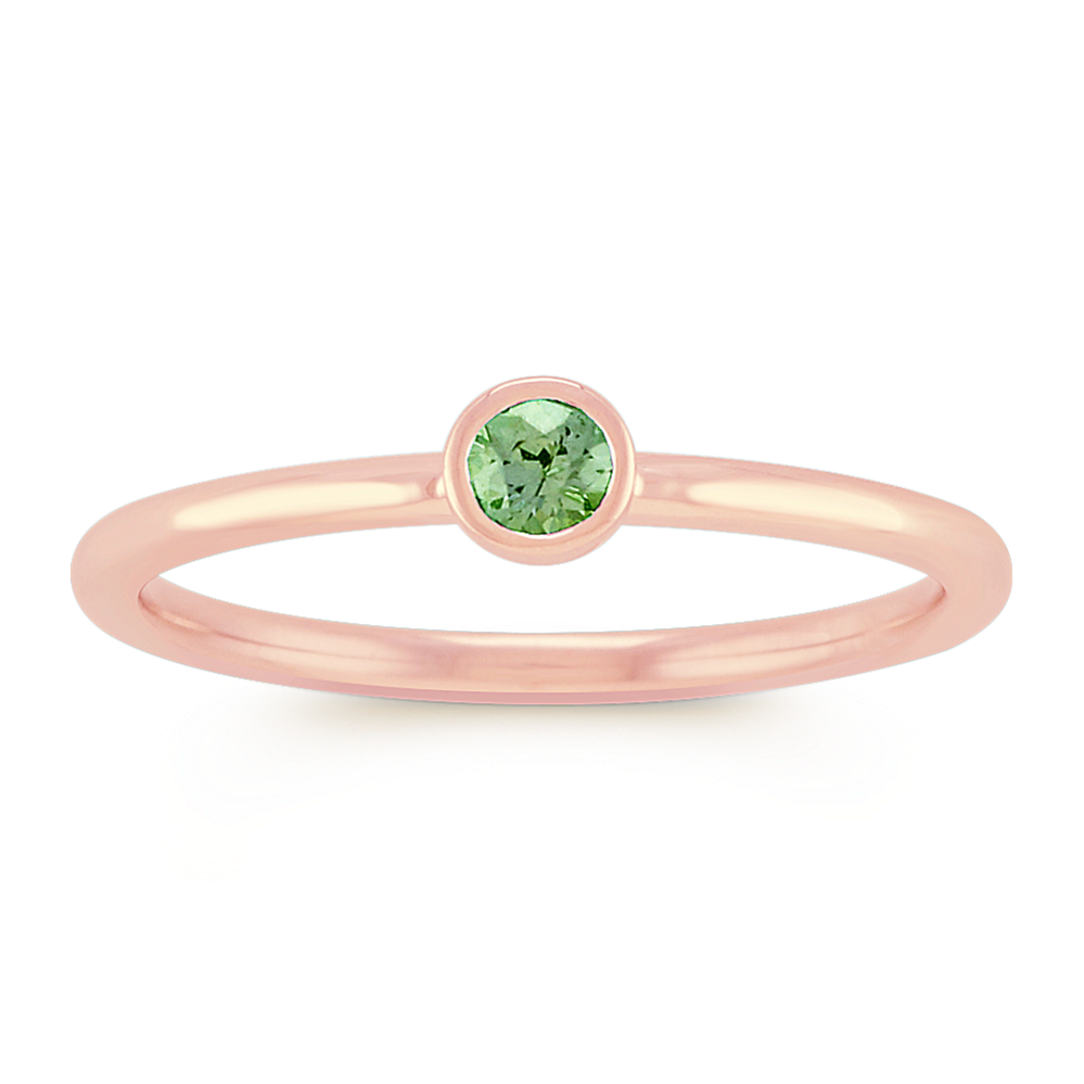 Green Sapphire Stackable Ring in 14k Rose Gold