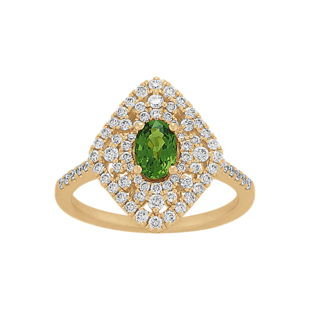 Green Sapphire and Diamond Cocktail Ring