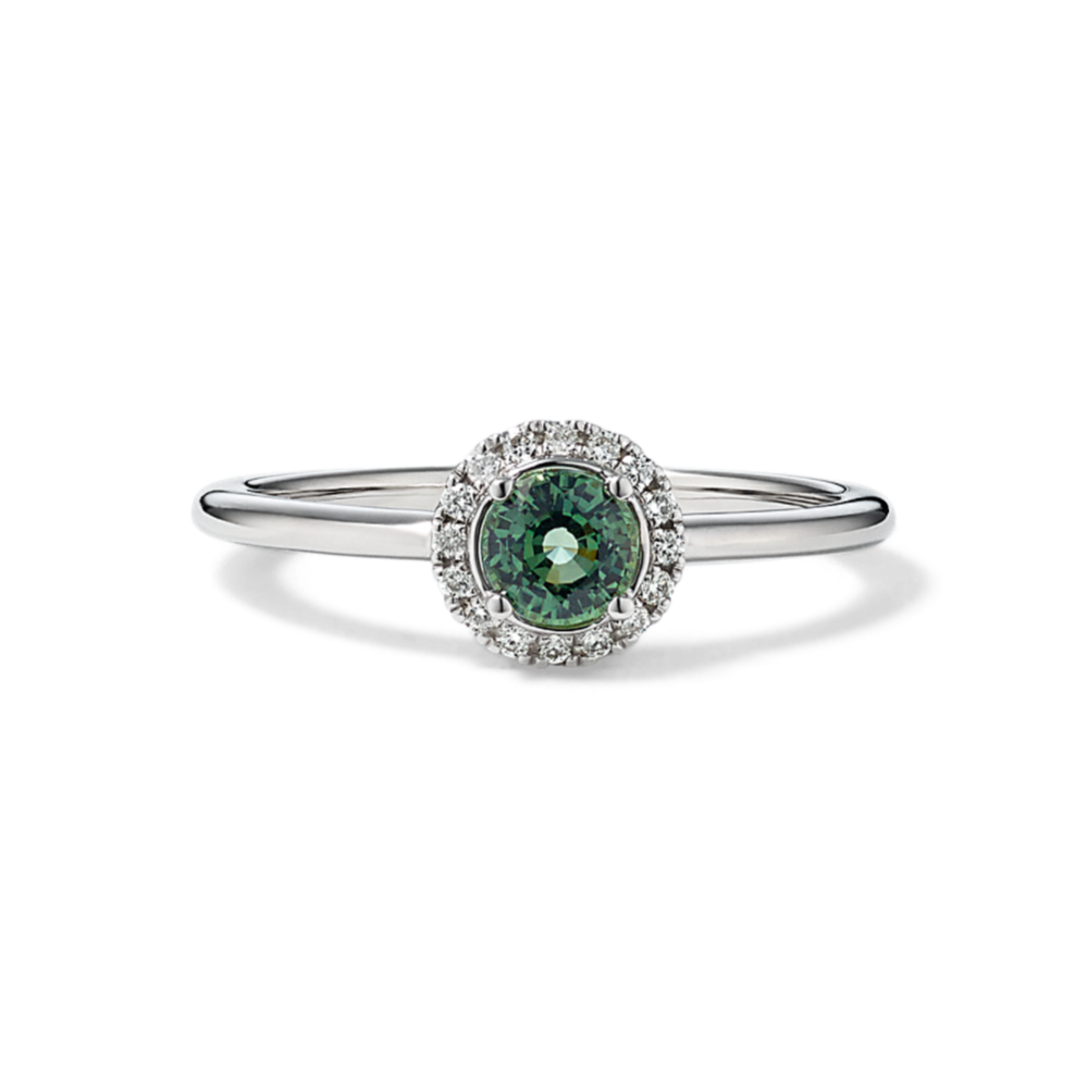 Green Sapphire and Diamond Ring