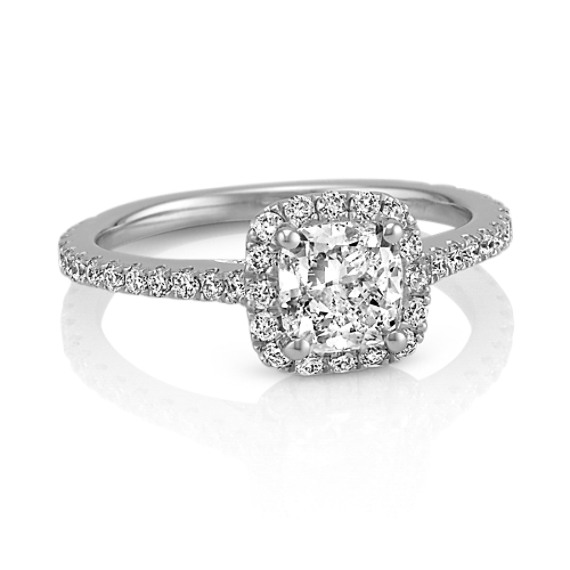 Halo Diamond Engagement Ring For 1 00 Carat Cushion Cut Shane Co