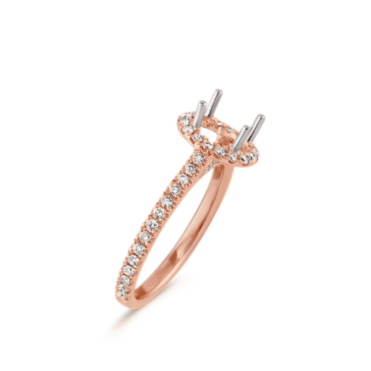 Halo Natural Diamond Engagement Ring in 14k Rose Gold