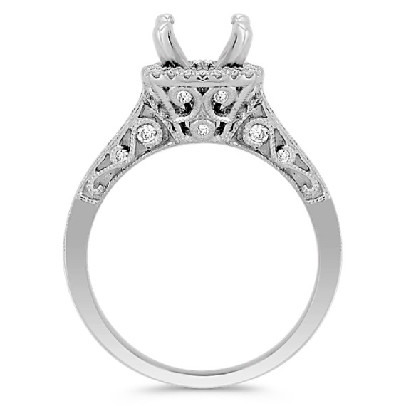 Halo Diamond Engagement Ring with Filigree | Shane Co.