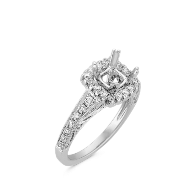 Mira Halo Vintage Natural Diamond Engagement Ring