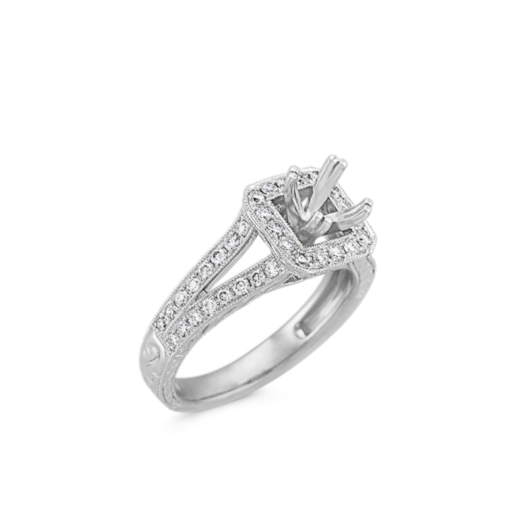 Everly Vintage Halo Natural Diamond Engagement Ring