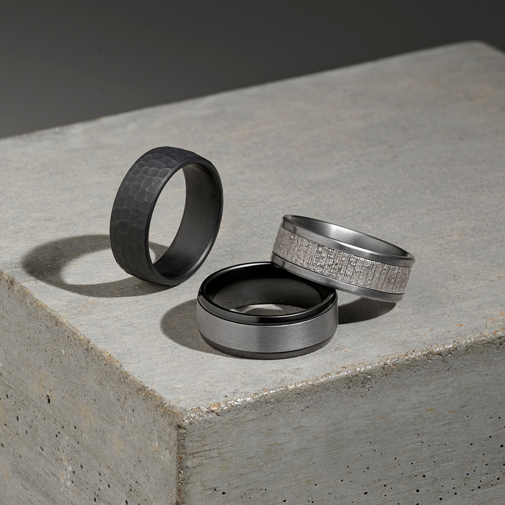 Hammered Black Tantalum Mens Ring (8mm) Shane Co.