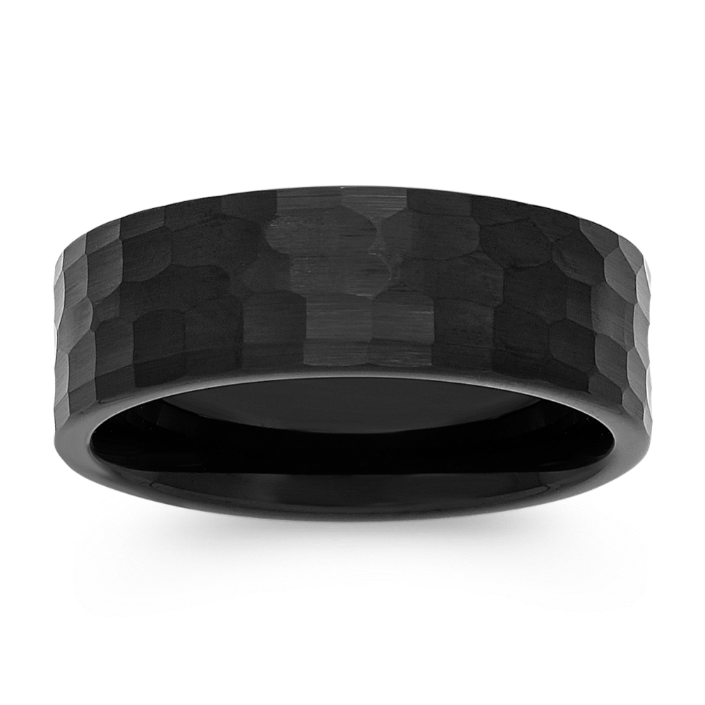 Hammered Black Titanium Mens Band (8mm)