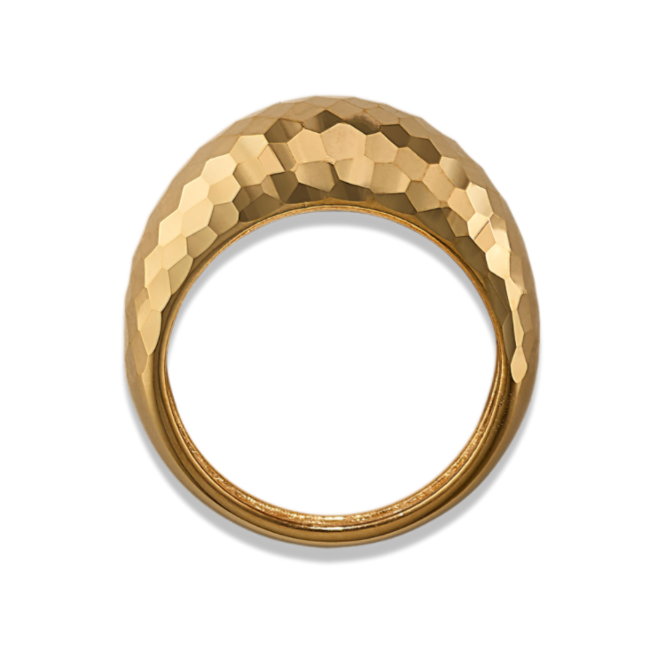 Hammered Finish Ring in 14K Yellow Gold