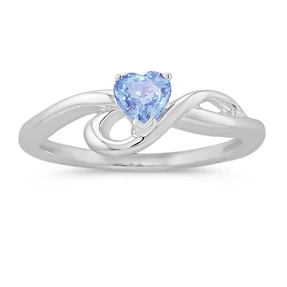 Heart-Shaped Ice Blue Sapphire Ring in Sterling Silver