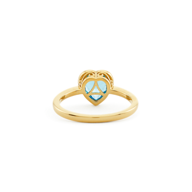 Heart-Shaped Light Blue Natural Topaz Ring in 14k Yellow Gold