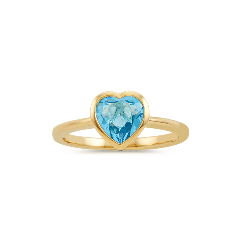 Heart-Shaped Light Blue Topaz Ring in 14k Yellow Gold