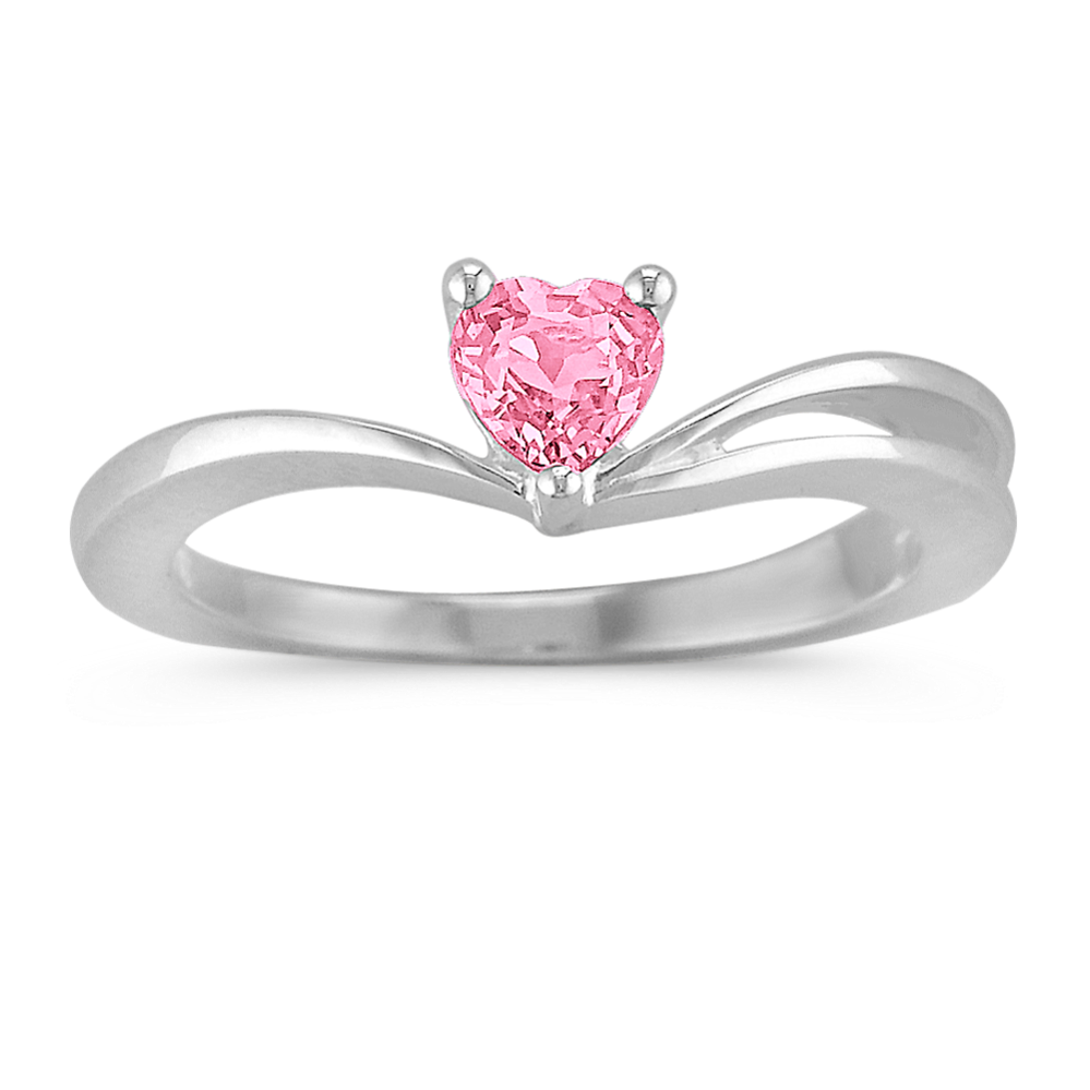 Heart-Shaped Pink Sapphire Ring in Sterling Silver