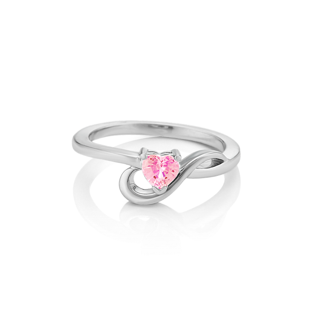 HeartShaped Pink Natural Sapphire Swirl Ring in Sterling Silver