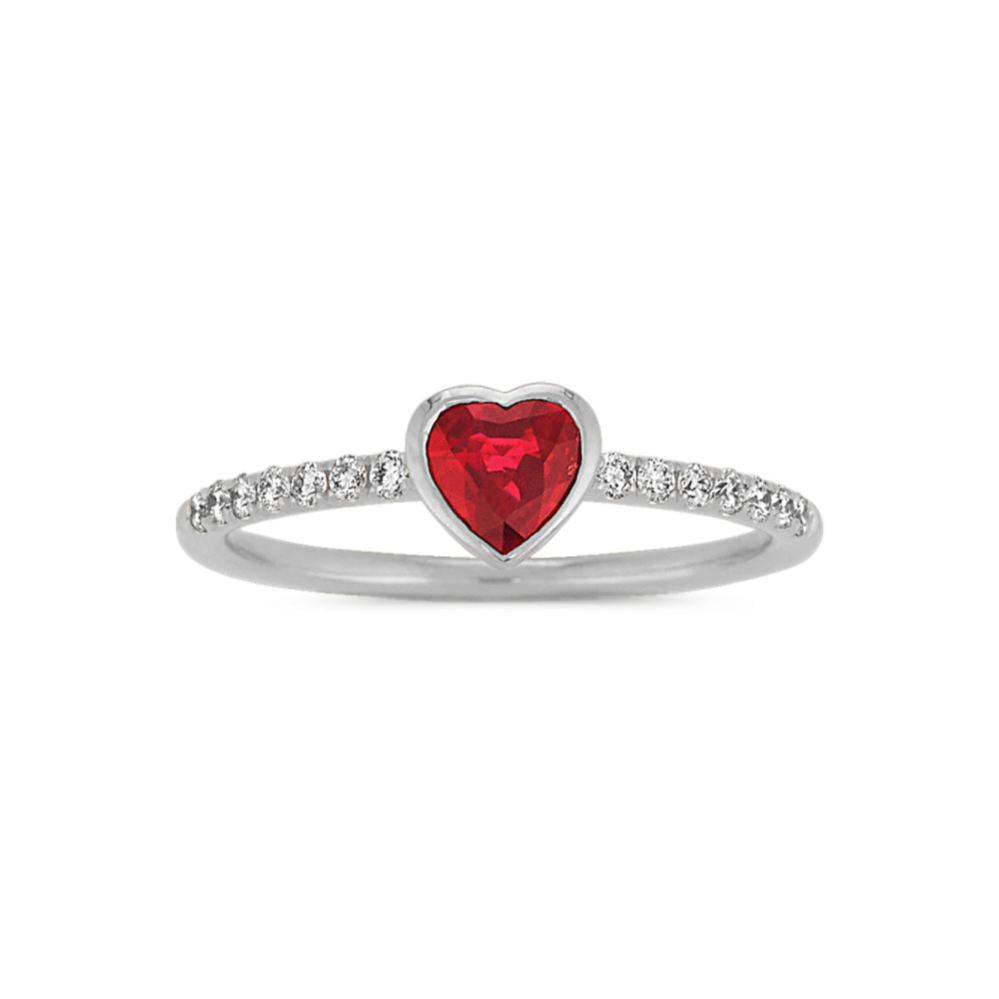 Heart Shaped Ruby and Diamond Ring